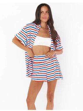Show Me Your MuMu Red, Blue & White Striped Russell Terry Shorts NWT Sz XS